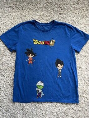 Dragon Ball Z Men’s Size Large Embroidered Blue T-Shirt EUC!!
